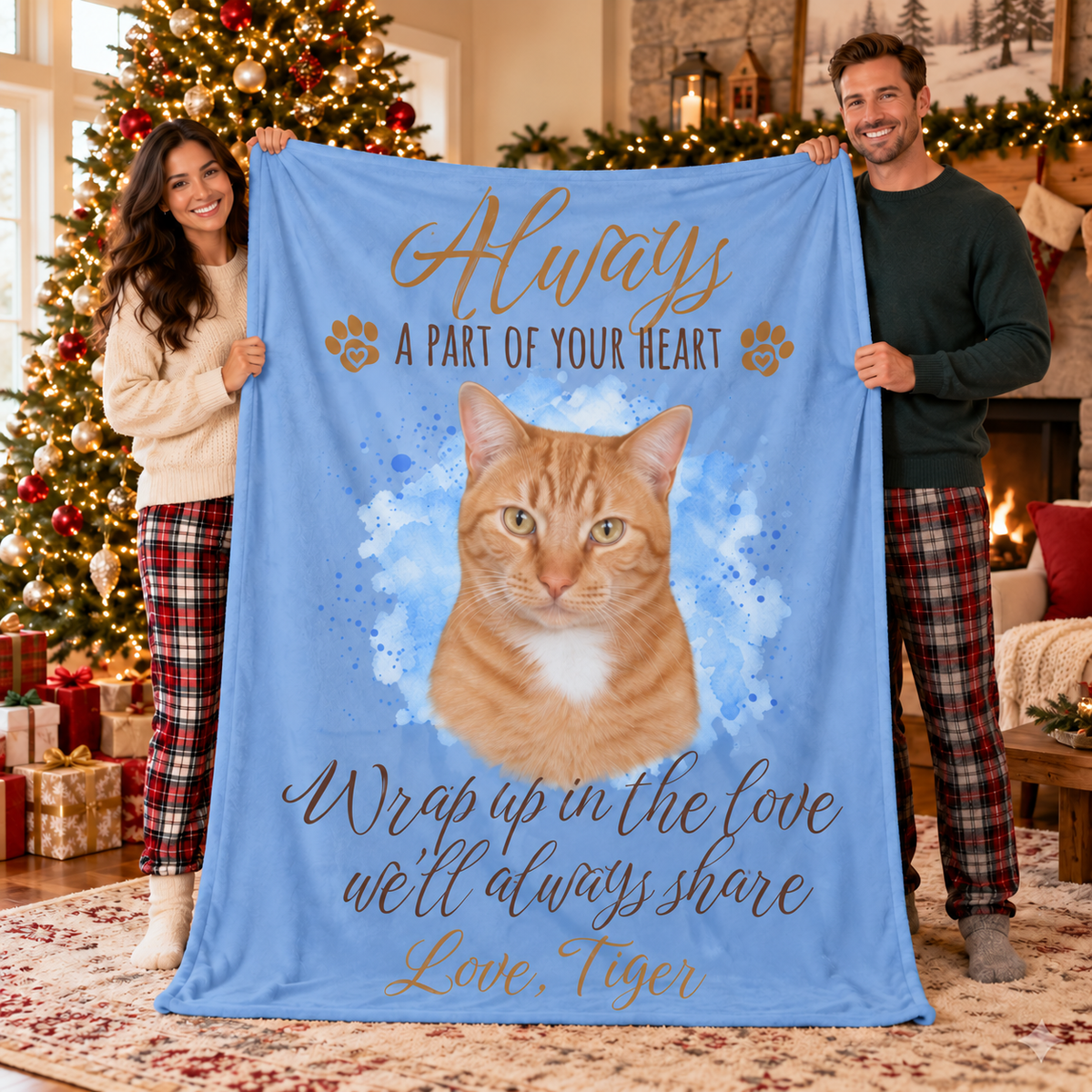 Always a Part of Your Heart — Personalized Pet Memorial Cozy Fleece Blanket