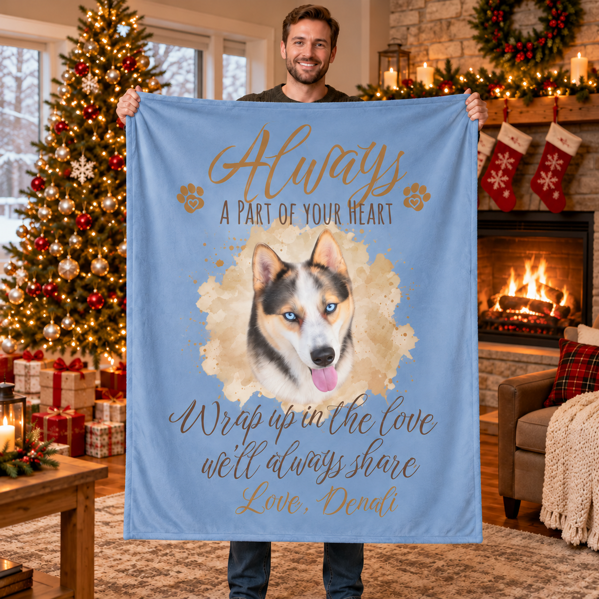Always a Part of Your Heart — Personalized Pet Memorial Cozy Fleece Blanket