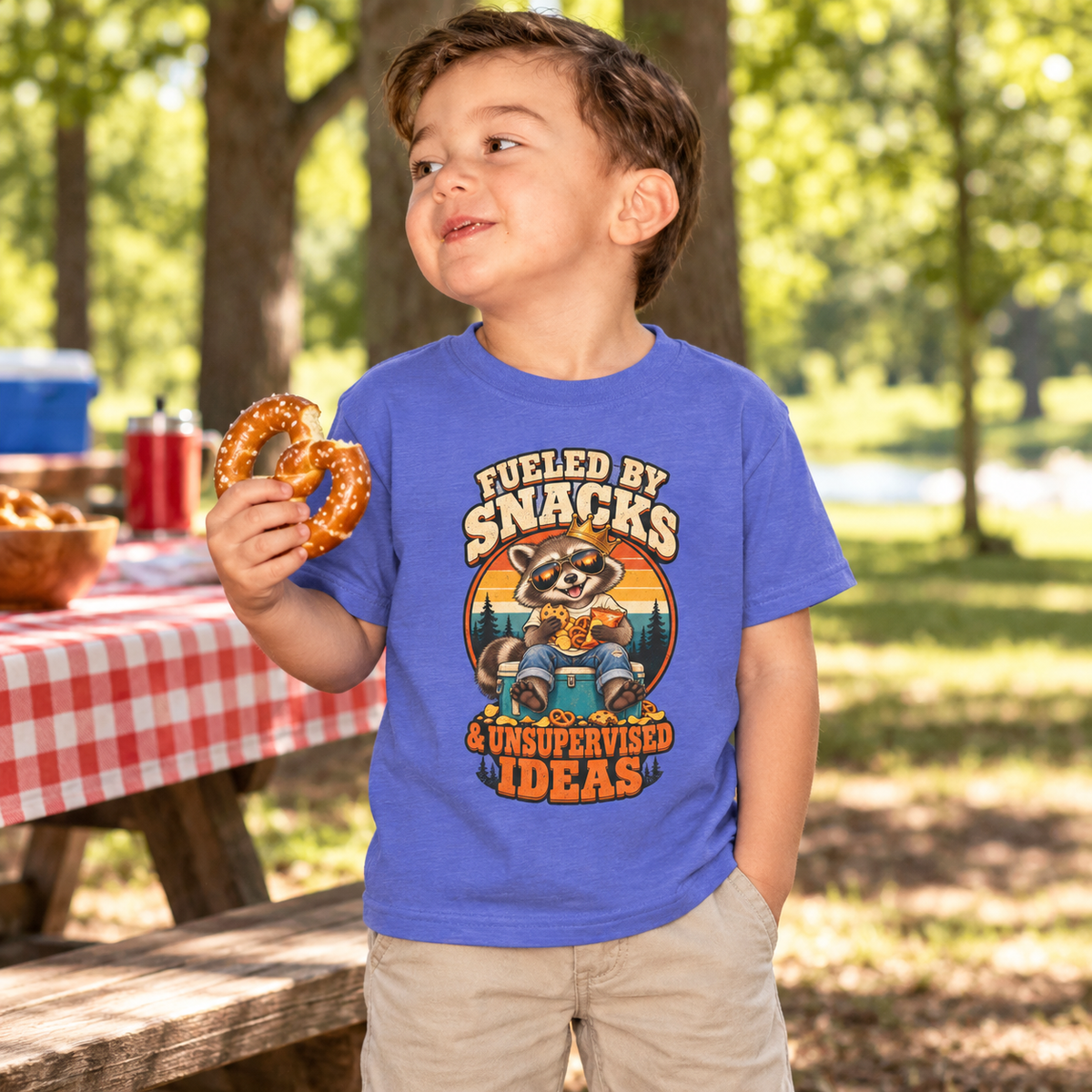 Fueled by Snacks Toddler T-Shirt | Funny Raccoon™  Shirt | 2T–6T