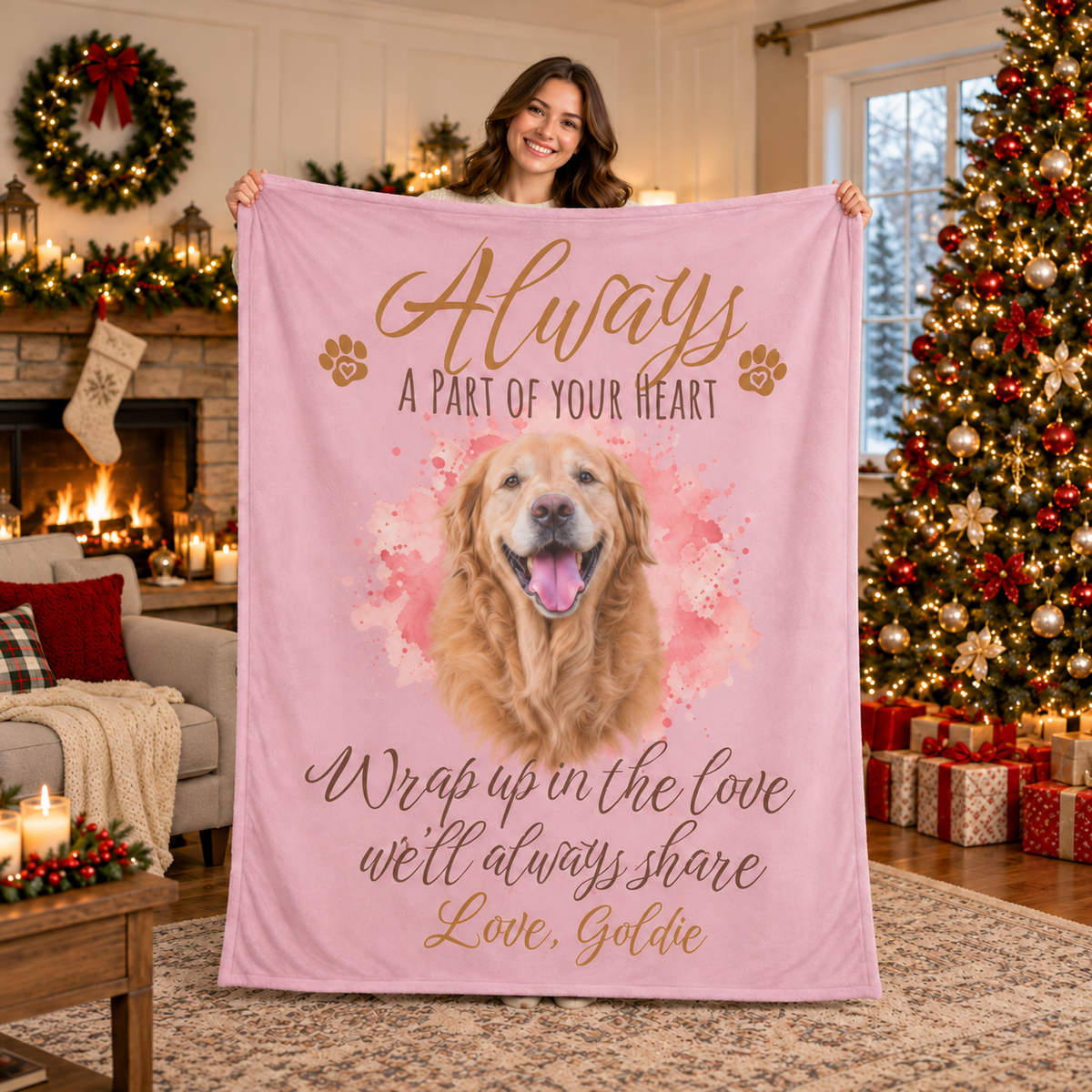 Always a Part of Your Heart — Personalized Pet Memorial Cozy Fleece Blanket