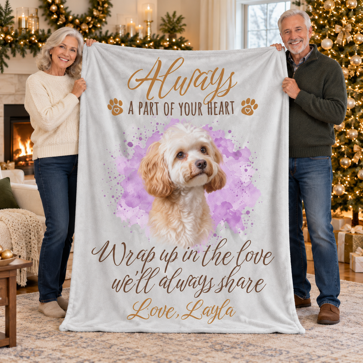 Always a Part of Your Heart — Personalized Pet Memorial Cozy Fleece Blanket