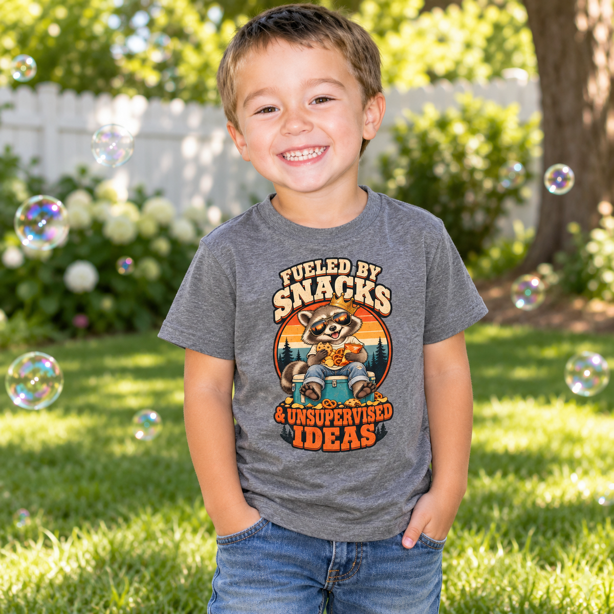 Fueled by Snacks Toddler T-Shirt | Funny Raccoon™  Shirt | 2T–6T
