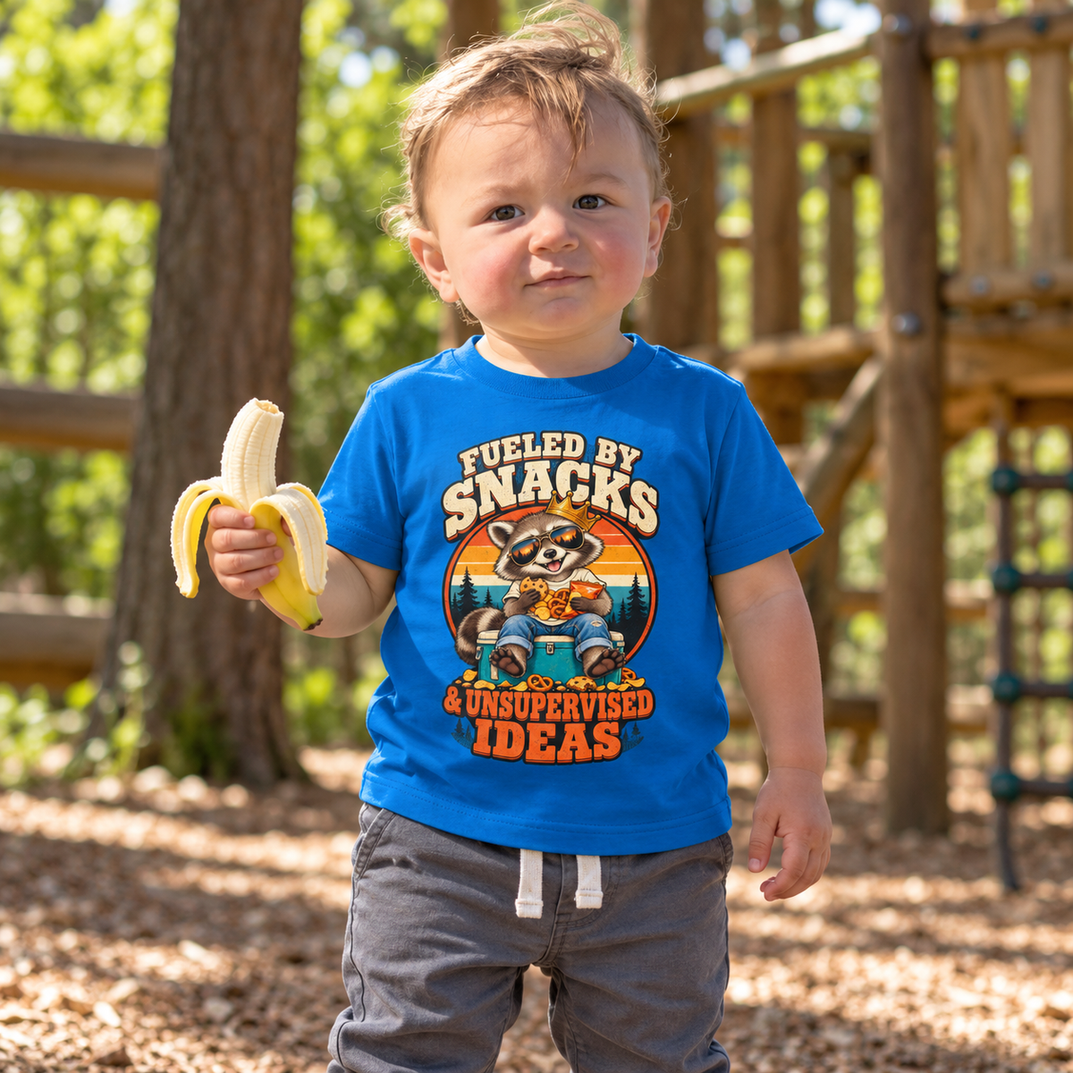 Fueled by Snacks Toddler T-Shirt | Funny Raccoon™  Shirt | 2T–6T