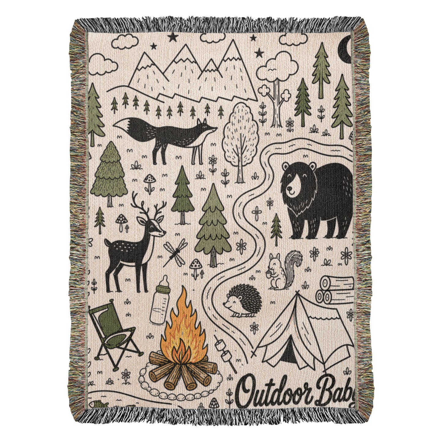 Outdoor Baby Adventure Blanket – Whimsical Woodland Camping Baby Throw