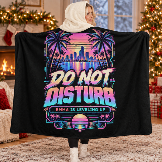 Personalized "Do Not Disturb" Gaming Hooded Sherpa Blanket