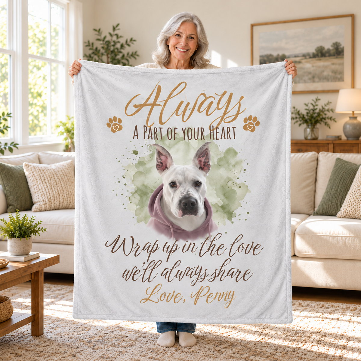 Always a Part of Your Heart — Personalized Pet Memorial Cozy Fleece Blanket