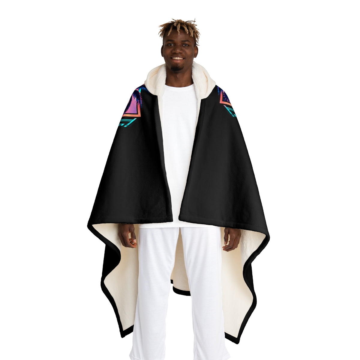 Do Not Disturb Gaming Hooded Sherpa Blanket – Neon Sunset Design